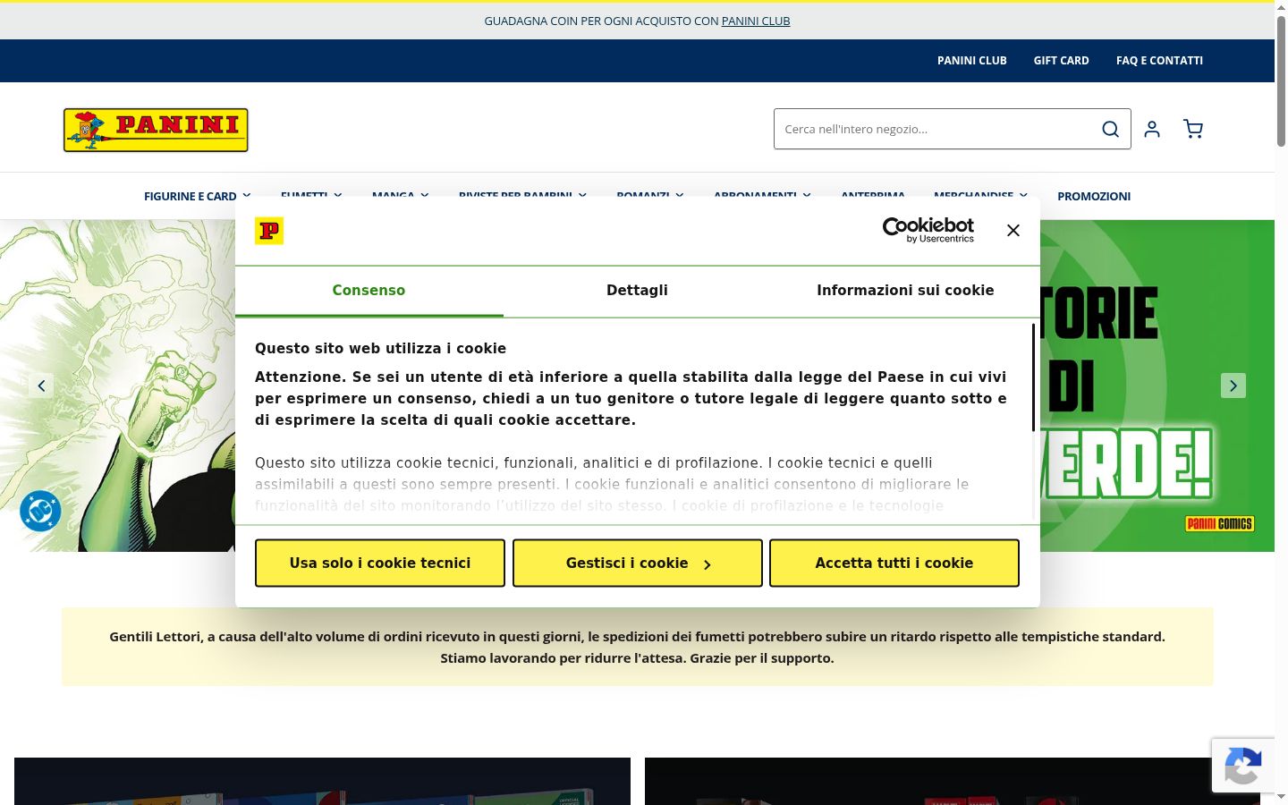 Captura de ecrã do banner de consentimento apresentado antes de qualquer interação
