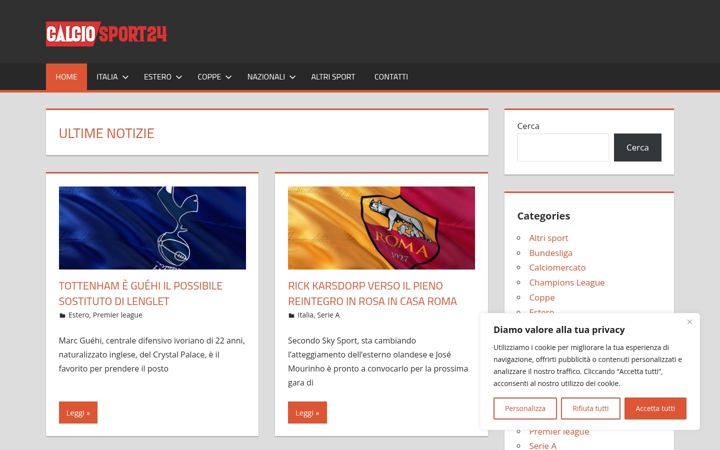 Posnetek zaslona calciosport24.it