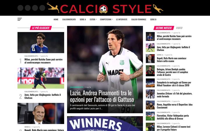 Posnetek zaslona calciostyle.it