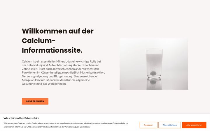 Screenshot of calcium-keyword.de