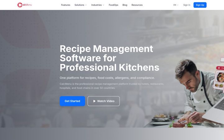 Screenshot of calcmenu.com