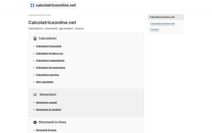 Snímek obrazovky calcolatriceonline.net