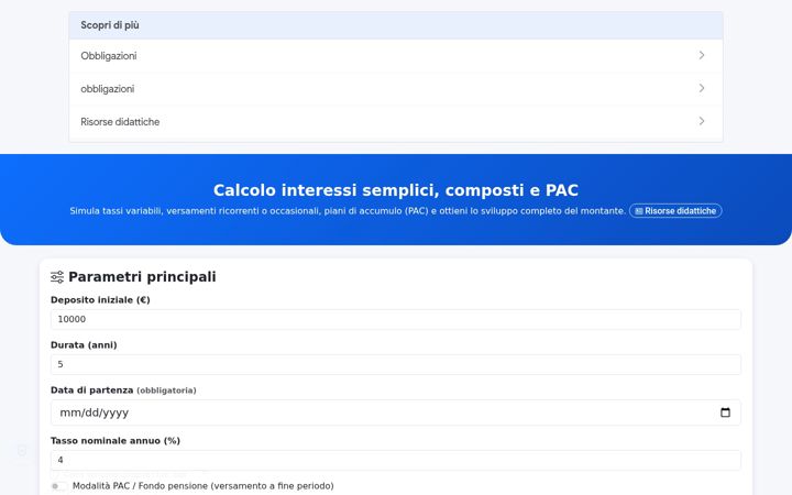 Screenshot of calcolo-interessi.it