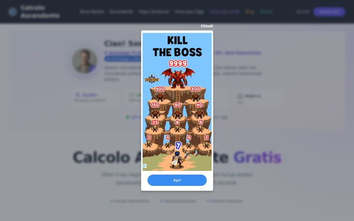 Screenshot of calcoloascendente.com