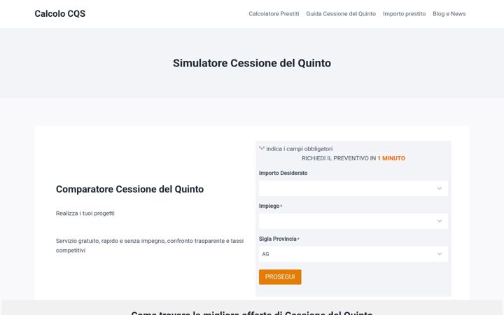 Screenshot of calcolocessionedelquinto.online