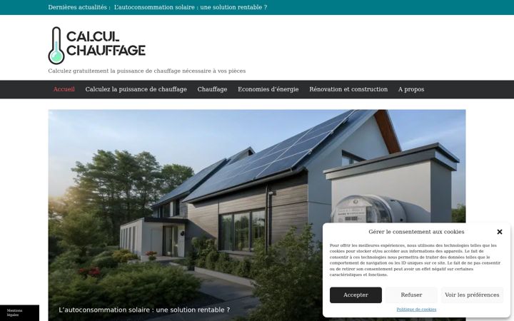 Screenshot of calcul-chauffage.fr