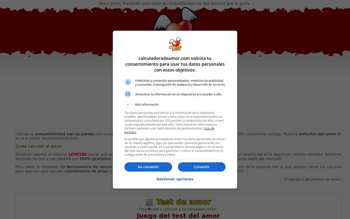 Screenshot of calculadoradeamor.com