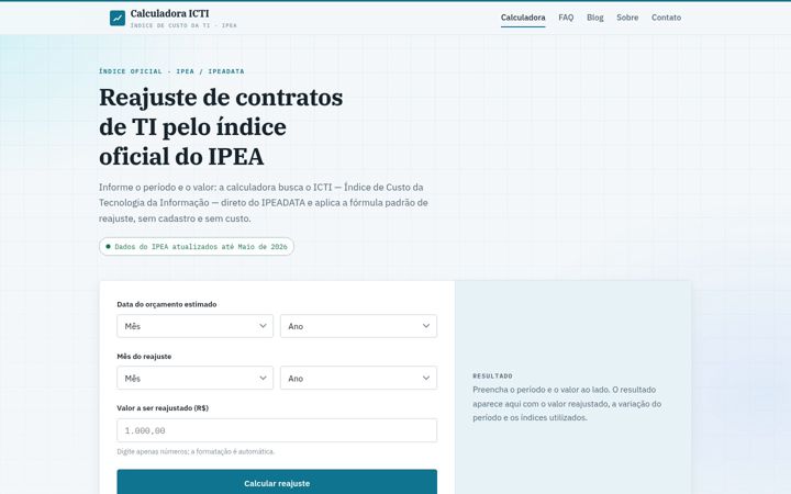 Zrzut ekranu calculadoraicti.com.br