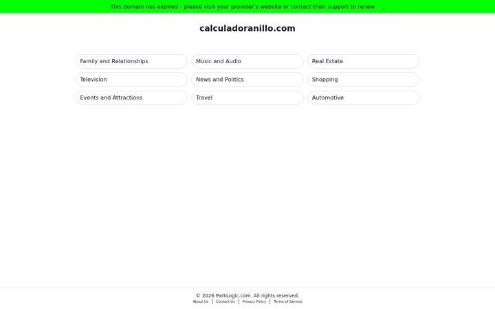 Screenshot of calculadoranillo.com