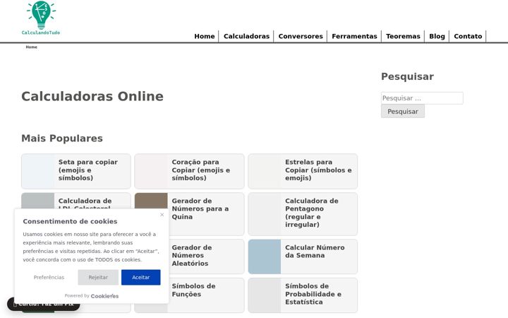 Captură de ecran a calculandotudo.com.br