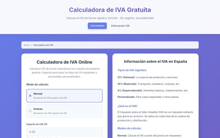 Screenshot of calcular-iva.es