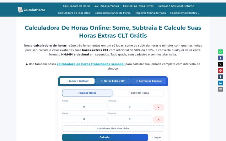 Screenshot of calcularhoras.com.br