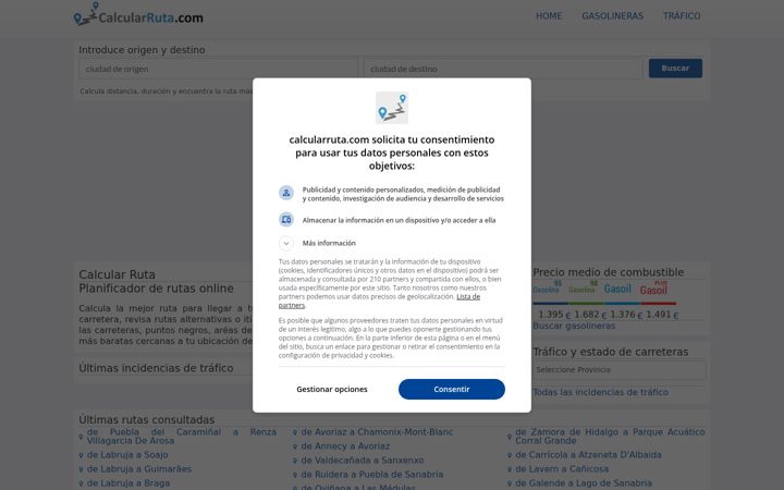 Screenshot of calcularruta.com