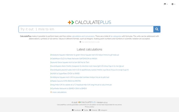 Screenshot of calculate.plus