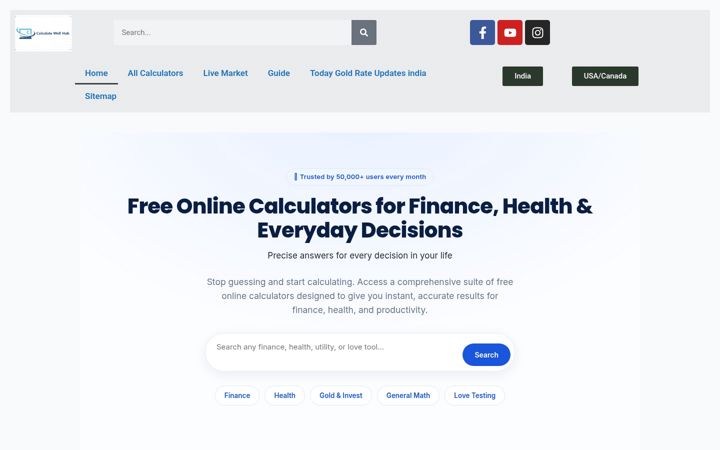 Ekrānuzņēmums no calculatewellhub.in