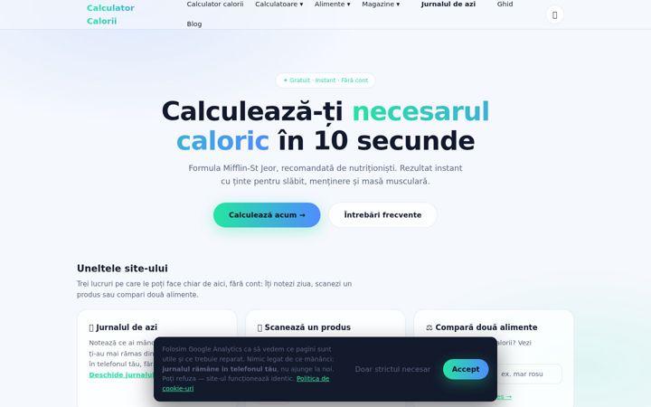 Screenshot of calculator-calorii.eu