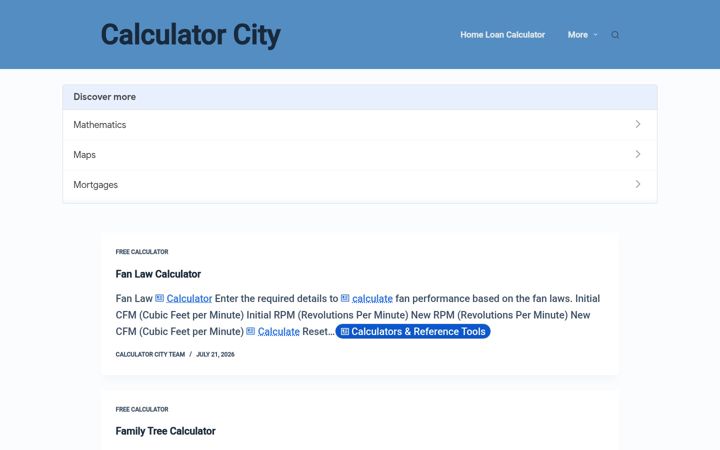 Screenshot of calculator.city
