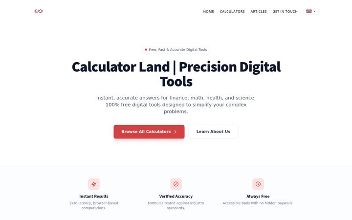 Screenshot of calculator.land
