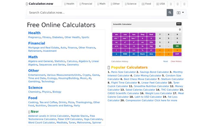 Screenshot of calculator.now