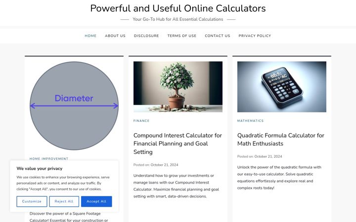 Screenshot of calculatorbeast.com