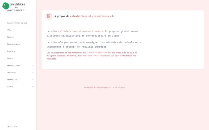 Screenshot of calculatrices-et-convertisseurs.fr