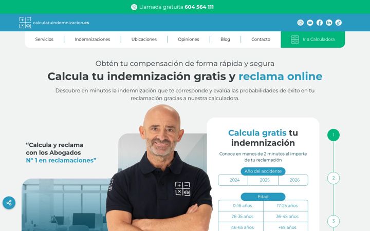 Captură de ecran a calculatuindemnizacion.es