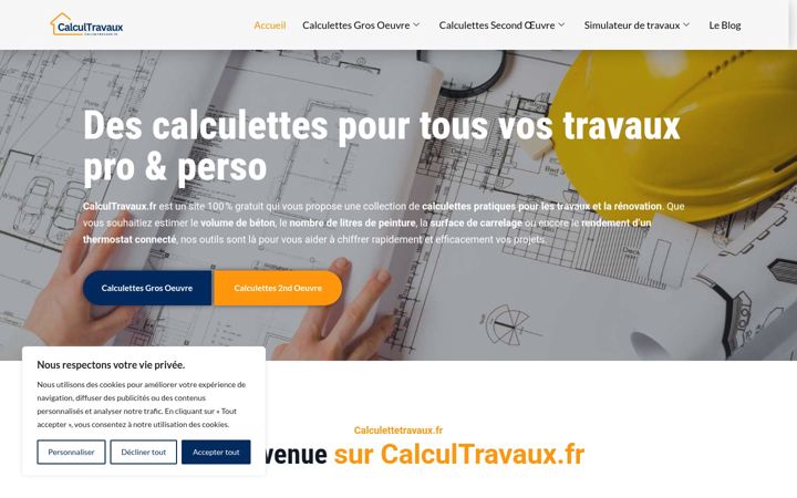Screenshot of calcultravaux.fr