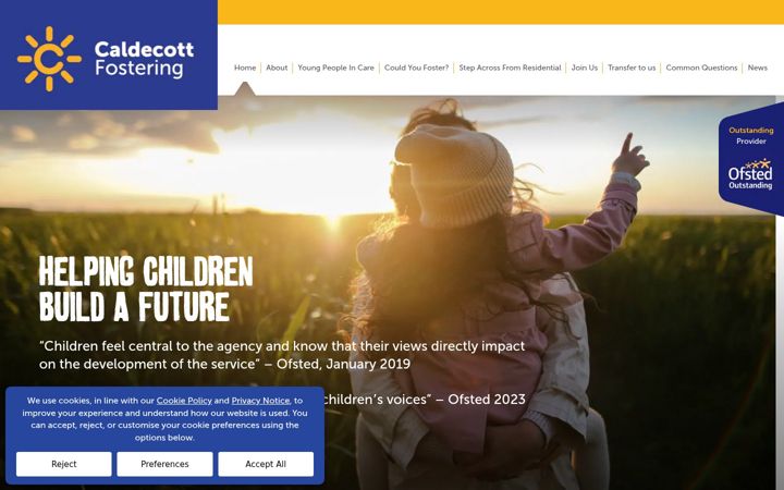 Screenshot of caldecottfostering.co.uk