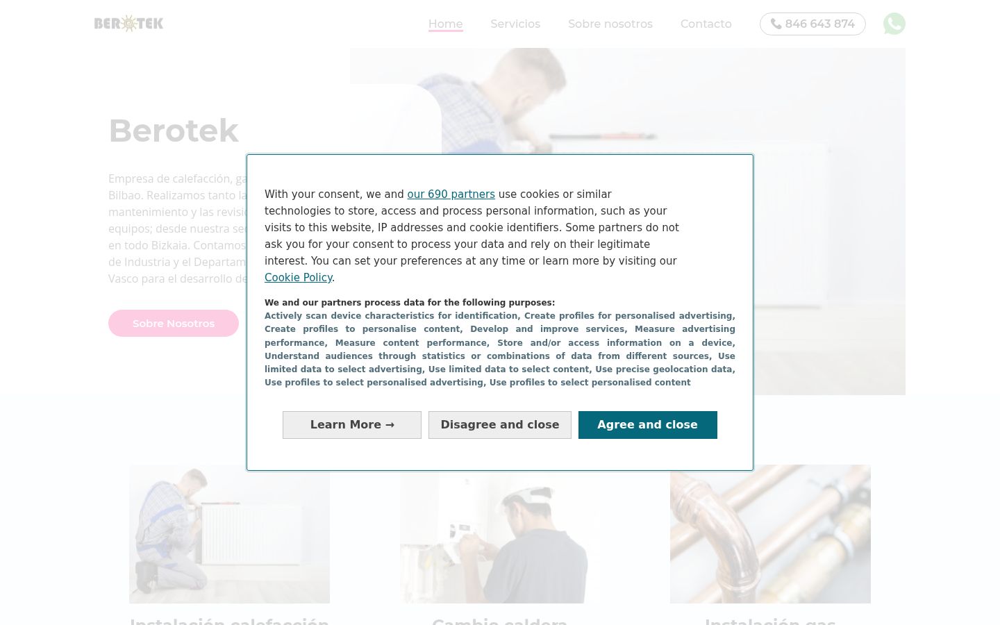 Screenshot van de toestemmingsbanner zoals getoond vóór enige interactie