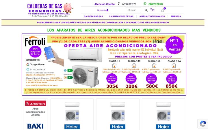 Captură de ecran a calderasdegaseconomicas.es