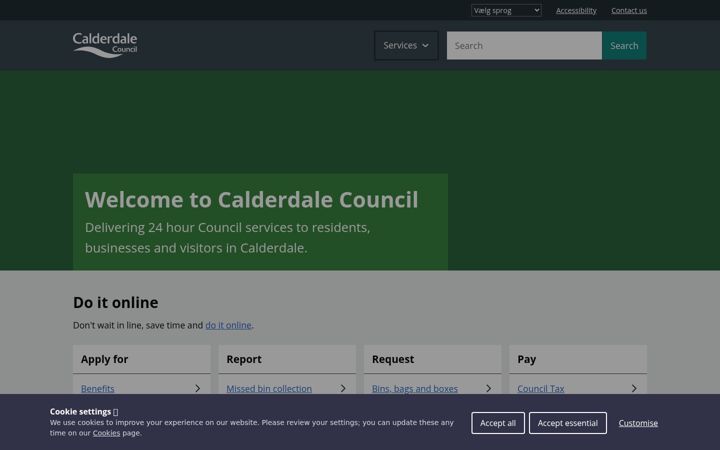 Screenshot of calderdale.gov.uk