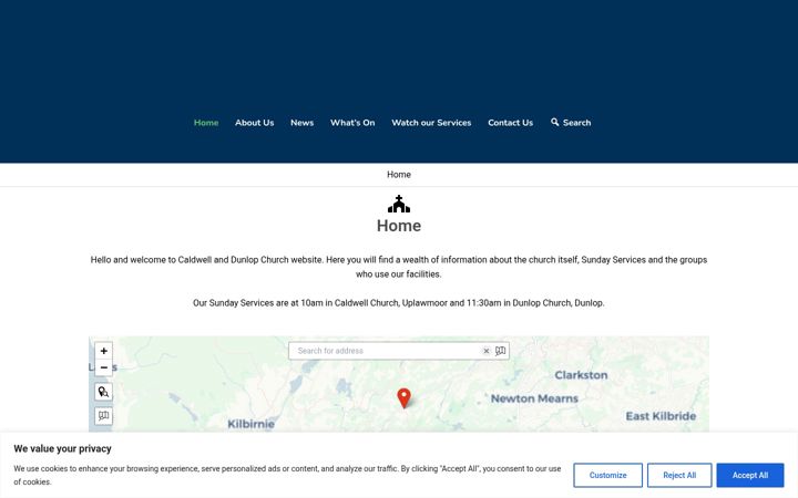 Screenshot of caldwellanddunlopchurch.co.uk