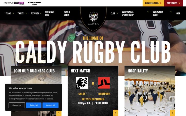 Screenshot of caldyrugbyclub.com