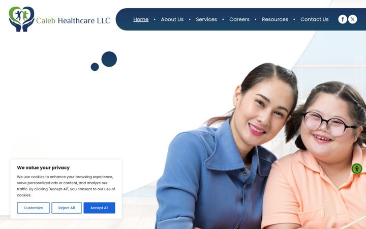 Screenshot of calebhealthcare.com