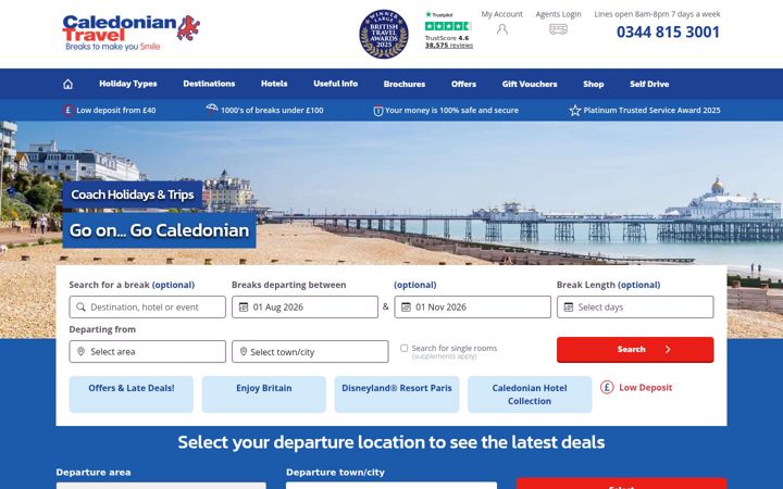 Screenshot of caledoniatravel.co.uk