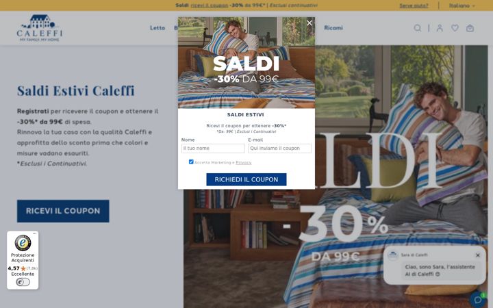 Skjámynd af caleffionline.it