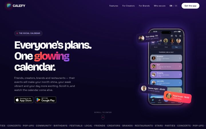 Screenshot of calefy.app