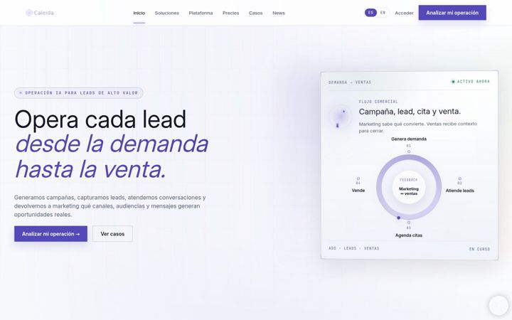 Screenshot of caleida.io