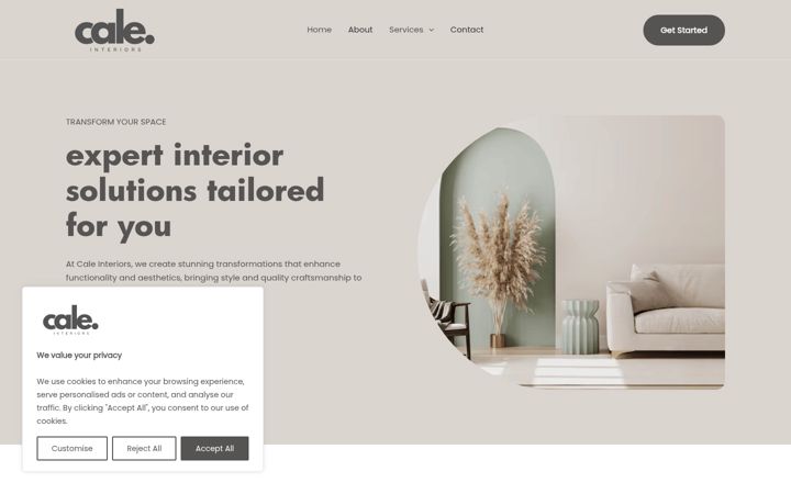 Screenshot of caleinteriors.co.uk