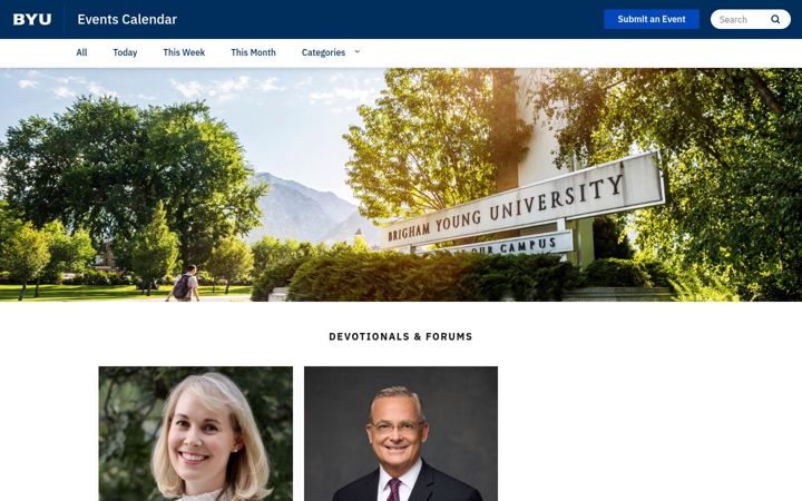 Screenshot von calendar.byu.edu