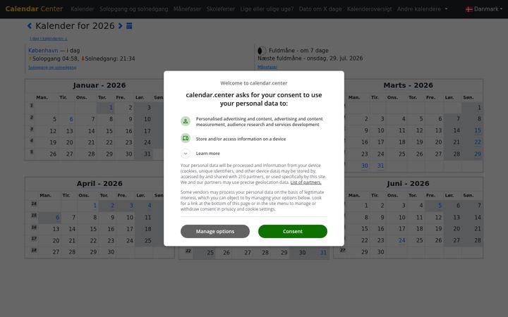 Screenshot of calendar.center