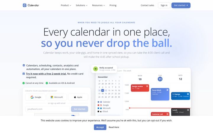 Screenshot of calendar.com
