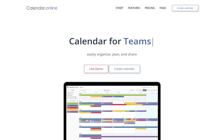 Screenshot of calendar.online