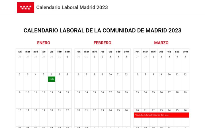 Screenshot of calendariolaboral.madrid