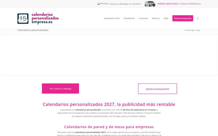 Ekraanipilt saidist calendariospersonalizadosempresa.es
