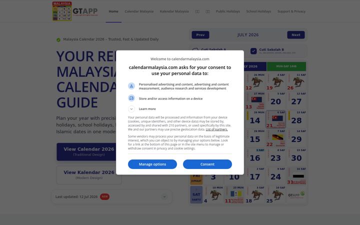 Screenshot of calendarmalaysia.com