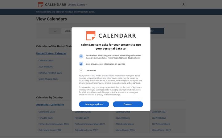Zrzut ekranu calendarr.com