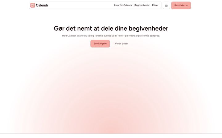 Screenshot of calendr.dk
