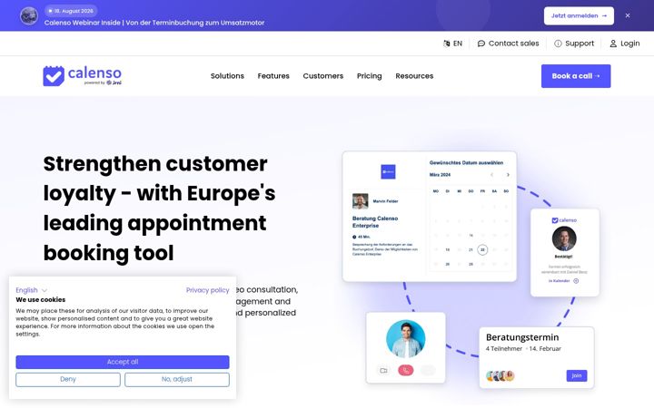 Screenshot of calenso.com
