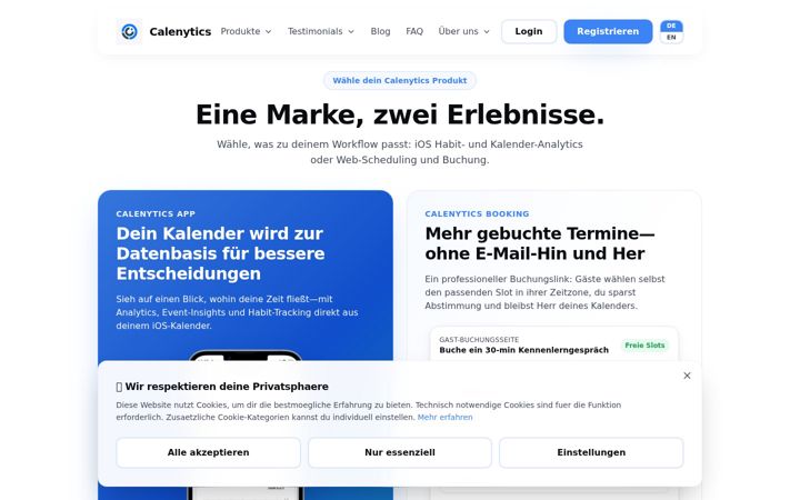 Screenshot of calenytics.com